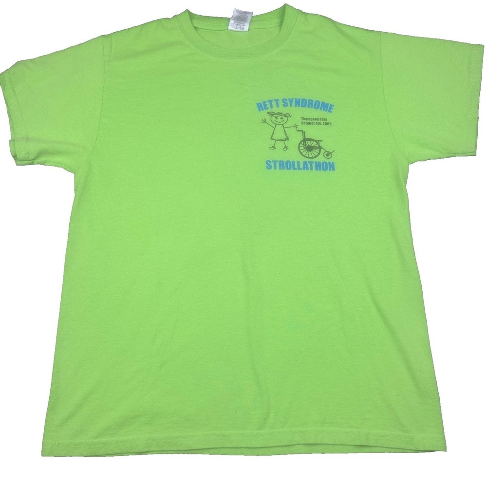 Jerzees Mens Rett Syndrome Strollathon T-Shirt M Green Team‎ Abby 2009 Graphic